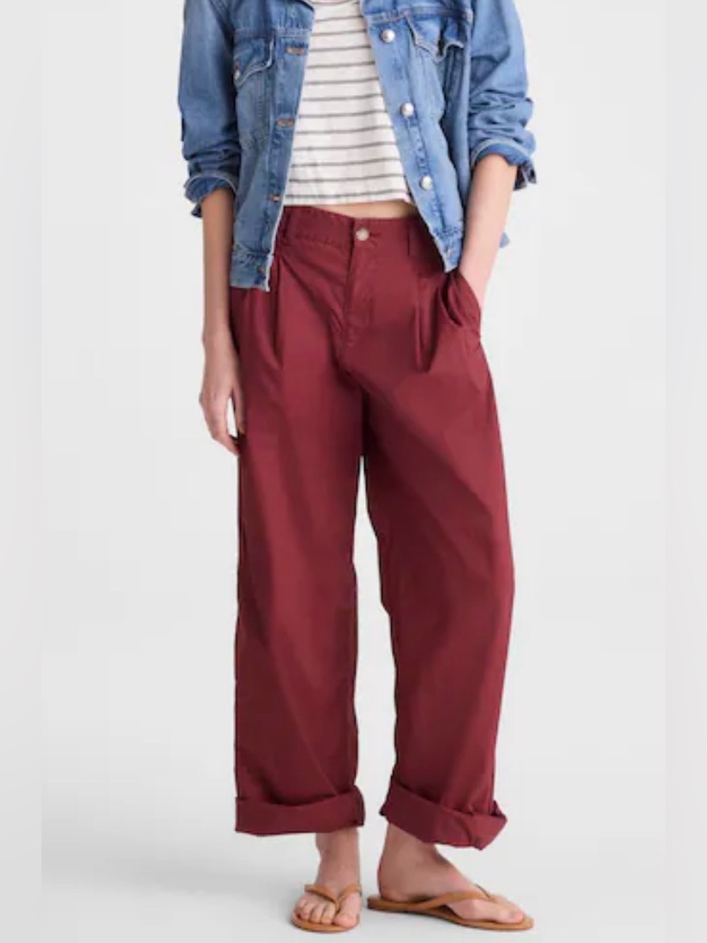 Madewell  The Everyday Trouser in Poplin in Dusty Merlot  Sz 4